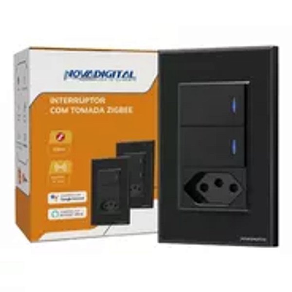 Interruptor Zigbee 1 Tecla Física Tomada NovaDigital 4x2 Preto - B10