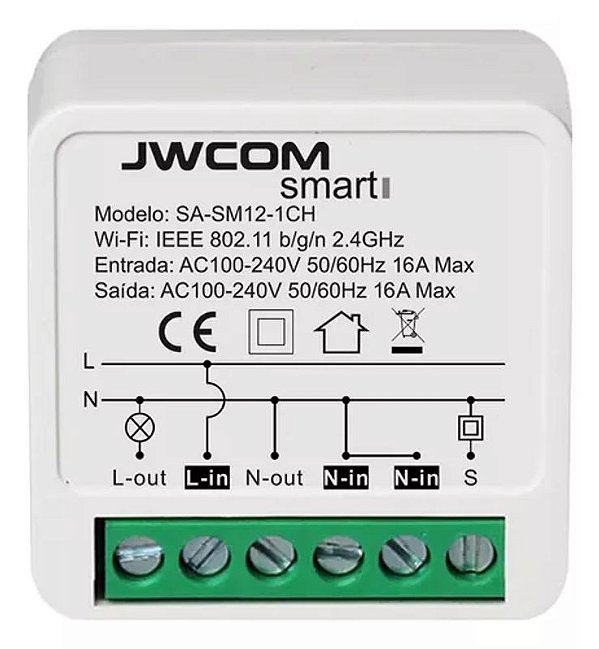 Interruptor Relé Mini Inteligente Wi-fi 1 Canal JWCOM