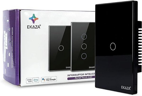 Interruptor Inteligente Smart Touch Wifi Ekaza 1 Botão Preto