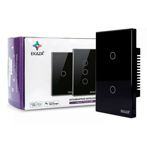 Interruptor Inteligente Touch Wi-fi Ekaza 2 Botões Preto