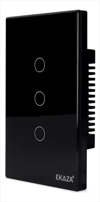 Interruptor Inteligente Smart Touch Wi-fi Ekaza 3 Botões Preto