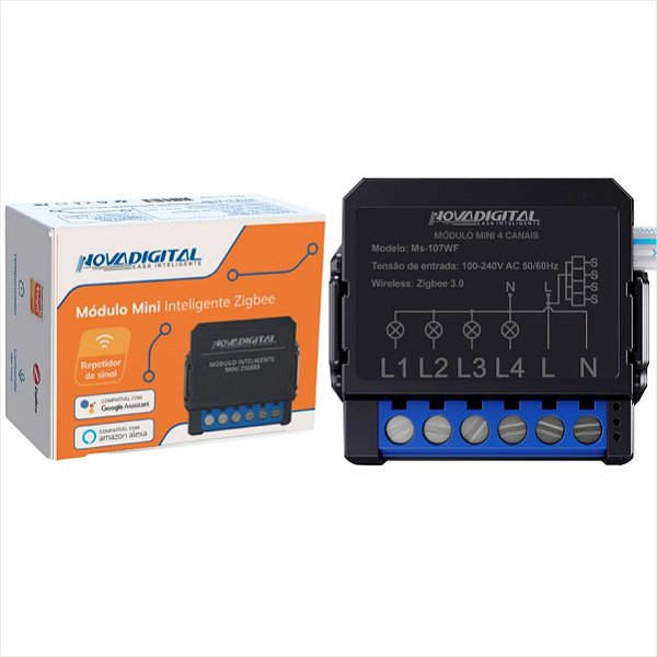 Interruptor Relé Inteligente Zigbee 4 Canais Novadigital Tuya