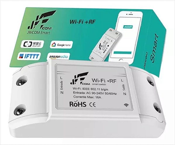 Interruptor Wi-Fi + RF Inteligente Jwcom Alexa Google App