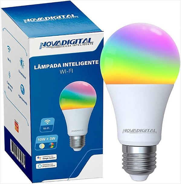 Lâmpada Inteligente RGB Colorida 10W+3W  NovaDigital Alexa