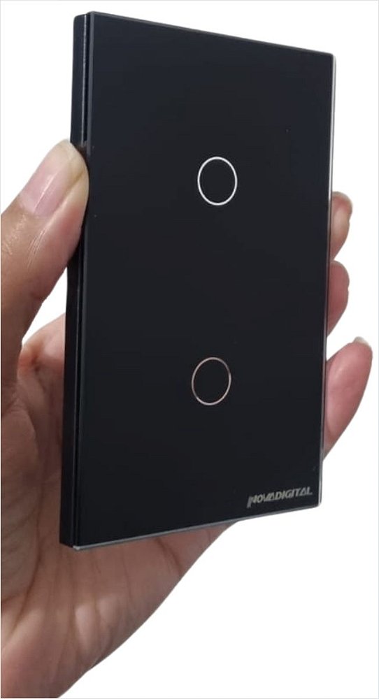 Espelho Interruptor 2 Botões Novadigital 4x2 Preto - O10