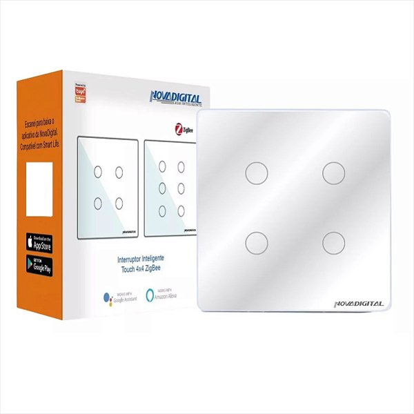 Interruptor Inteligente Zigbee NovaDigital 4x4 de 4 Botões Branco