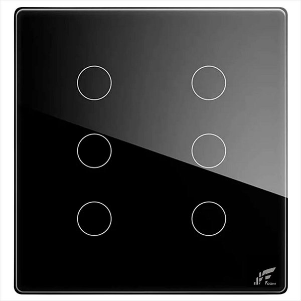 Interruptor Touch Inteligente Wi-fi e RF 6 Botões 4x4 Preto