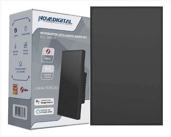 Interruptor Zigbee NovaDigital 1 Botão Topázio Preto - I12