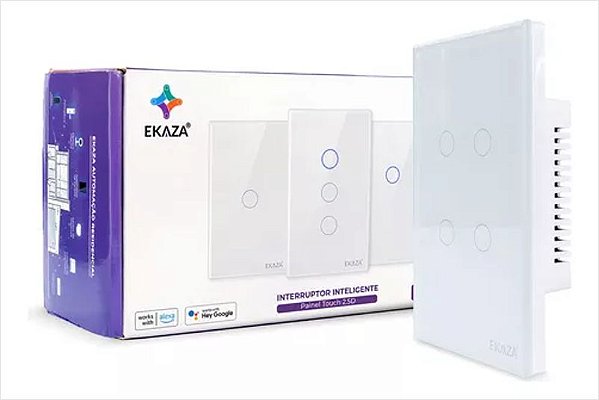 Interruptor Touch EKAZA Wi-Fi 4 Botões 4x2 Branco