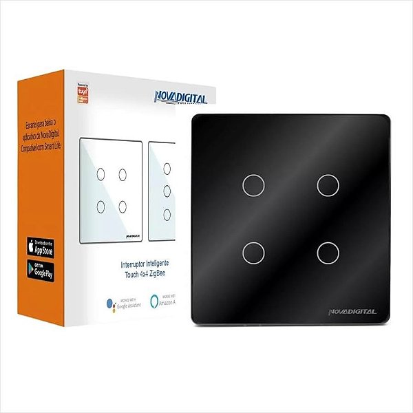 Interruptor Touch Zigbee NovaDigital de 4 Botões 4x4 Preto
