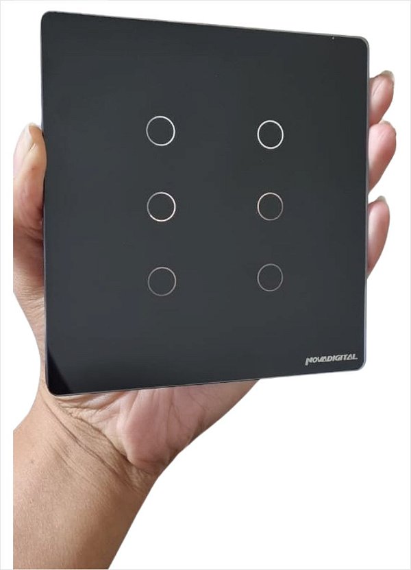 Espelho Interruptor 6 Botões Novadigital 4x4 Preto