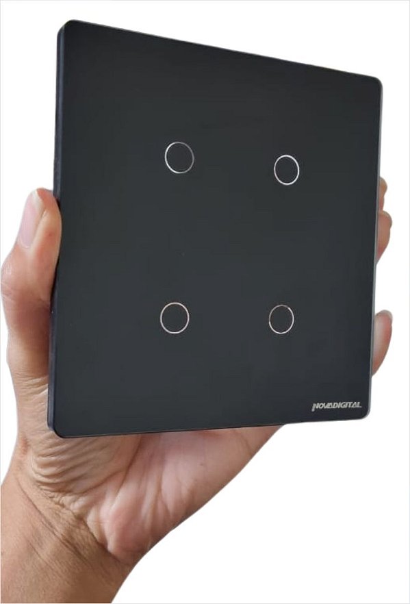Espelho Interruptor 4 Botões Novadigital 4x4 Preto