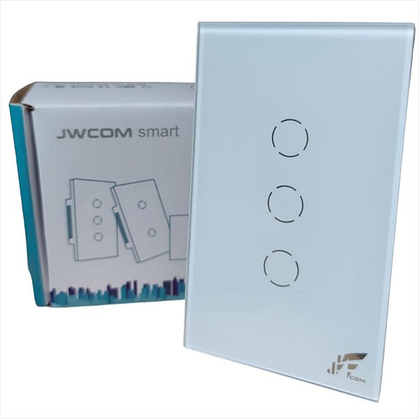 Interruptor Touch Wifi RF 433MHz JWCOM 3 Botões 4x2 Branco - G4