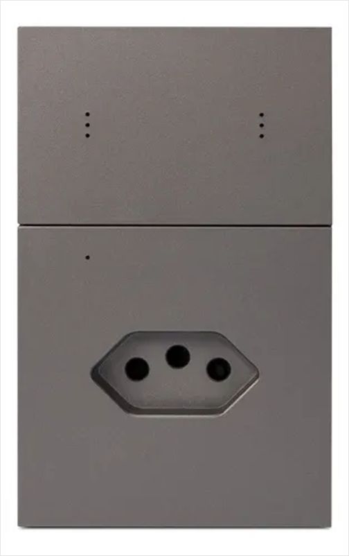 Interruptor 2 Botões Físicos e Tomada 10A Inteligente Zigbee Mercúrio Ekaza Cinza