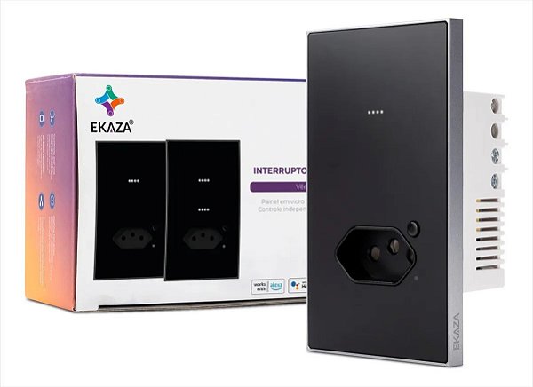 Interruptor 1 Botão Tomada Inteligente Vênus Ekaza Wi-Fi Preto