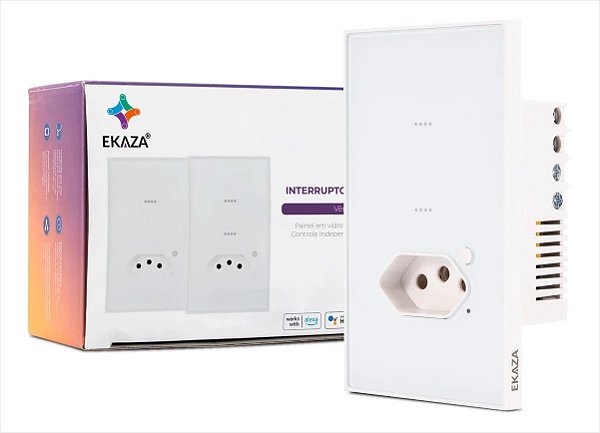 Interruptor 2 Botões Tomada Inteligente Vênus Ekaza Wi-Fi Branco