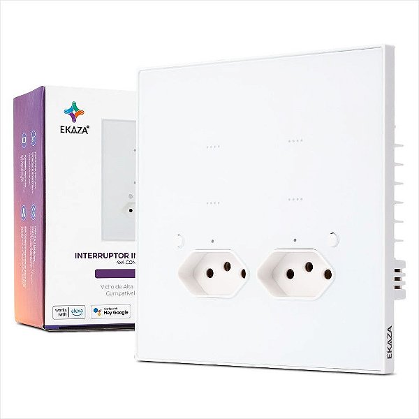 Interruptor Inteligente Vênus 4 Botões 2 tomadas EKAZA WiFi