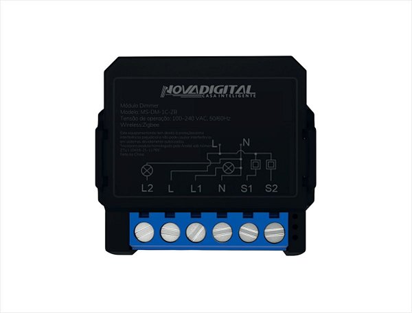 Módulo Mini  Zigbee Dimmer 2 Canais Novadigital