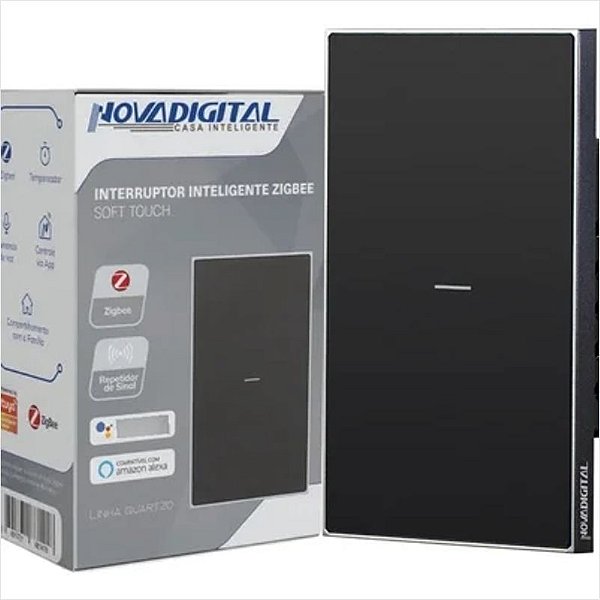 Interruptor Quartzo 1 Botão NovaDigital Zigbee Preto - G17