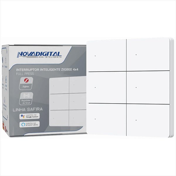 Interruptor Inteligente Zigbee Novadigital 6 Teclas Botões Safira 4x4 Branco
