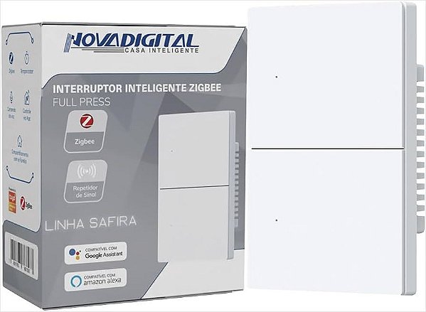 Interruptor Inteligente Zigbee Novadigital 2 Teclas Botões Safira 4x2 Branco