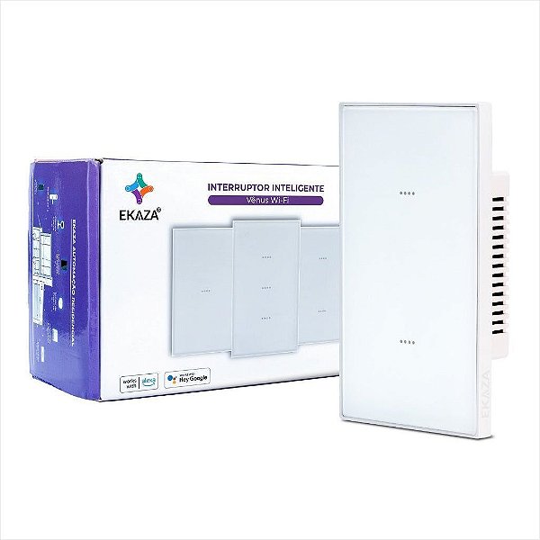 Interruptor Vênus 2 Botões 4x2 EKAZA Zigbee Branco