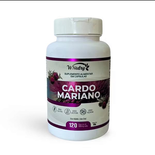 Cardo Mariano  O Cardo Mariano é uma planta medicinal originária da região do Mediterrâneo, usada há séculos para tratar e proteger o fígado. Seu principal componente ativo é a silimarina, um conjunto de flavonoides com forte ação antioxidante e anti-infl