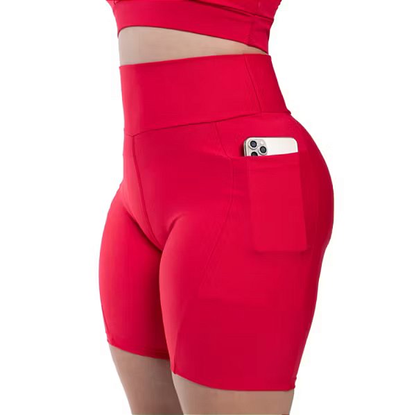 Bermuda feminina de poliamida bolso lateral