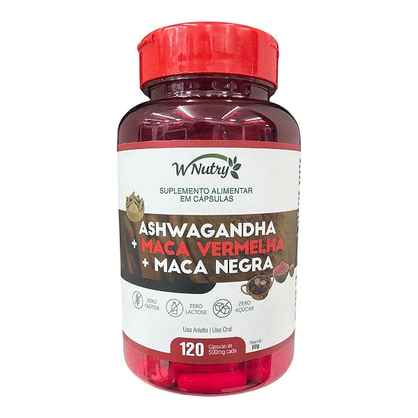 Ashwagandha + Maca Peruana Vermelha e Negra 120 Cápsulas | Energia, Libido e Performance