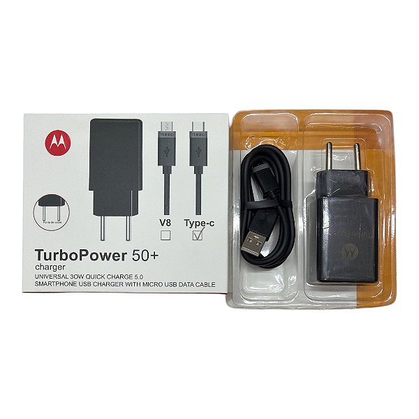 Carregador Motorola turbo power 50+ Carregador Turbo Rápido 50w Tipo C Compatível Com Motorola