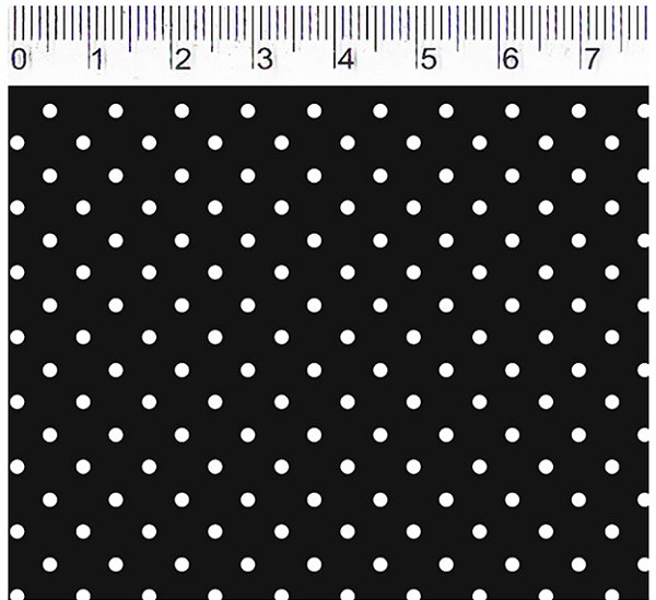 TRICOLINE PRETO 100% ALGODÃO ESTAMPADA PLUS POÁ 0,50cm X 1,50m | P1010C09