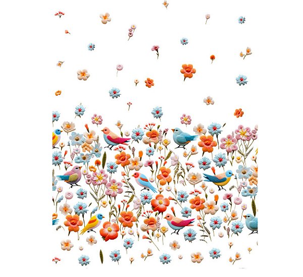 SARJA DIGITAL IMPERMEÁVEL 100% ALGODÃO ESTAMPADA PASSAROS 0,50cm X 1,70m | PM040S01