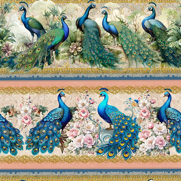 TRICOLINE DIGITAL 100% ALGODÃO ESTAMPADA BARRADO 3D ANIMAIS 0,55cm x 1,50m | PAN58C01