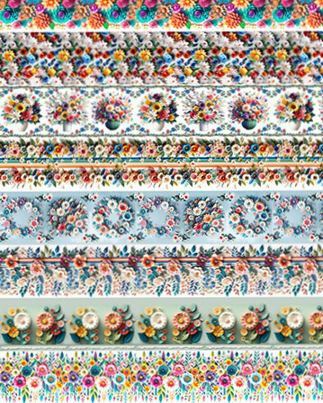 TRICOLINE DIGITAL 100% ALGODÃO BARRADO ESTAMPADA 3D FLORAL 0,55cm x 1,50m | 93081C01