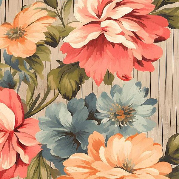 TRICOLINE DIGITAL 100% ALGODÃO ESTAMPADA FLOR NA MADEIRA 0,50 X 1,50 | CMC00004