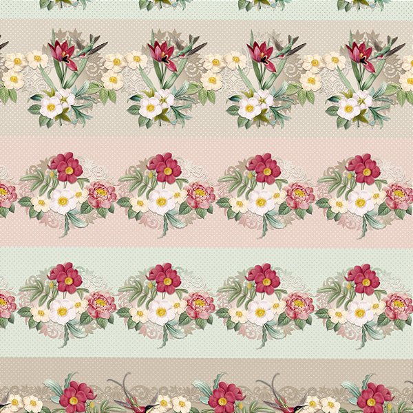 TRICOLINE DIGITAL 100% ALGODÃO BARRADO ESTAMPADA  FLORAL 0,50cm x 1,50m | SA004C01