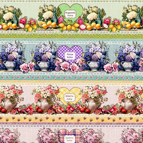 TRICOLINE DIGITAL 100% ALGODÃO ESTAMPADA 3D BARRADO FLORES E FRUTAS 0,55cm x 1,50m | JS051C01E