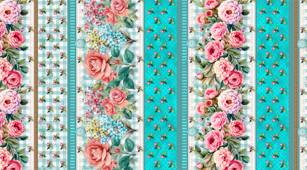 TRICOLINE DIGITAL 100% ALGODÃO BARRADO ESTAMPADA FLORAL 0,55cm x 1,50m | CRP02C01