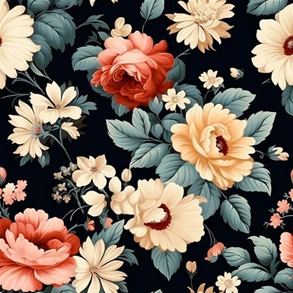 TRICOLINE DIGITAL 100% ALGODÃO ESTAMPADA 3D FLORAL 0,50cm X 1,50m | CMC00040