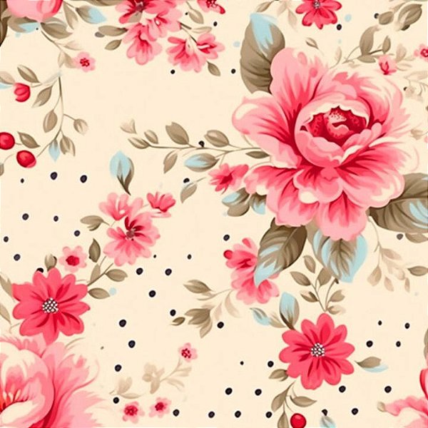 TRICOLINE DIGITAL 100% ALGODÃO ESTAMPADA 3D FLORAL 0,50cm X 1,50m | CMC00038