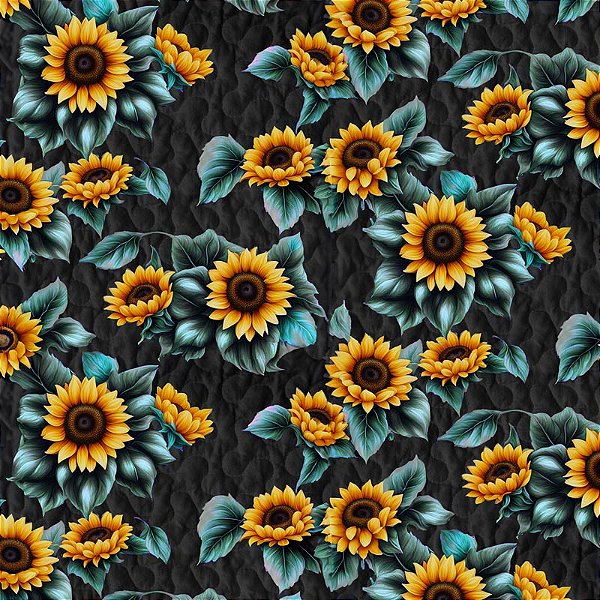TECIDO TRICOLINE DIGITAL 100% ALGODÃO  ESTAMPADO FLORES MÉDIAS| GIRASSOL 0,50cm X 1,50m | 93096C01