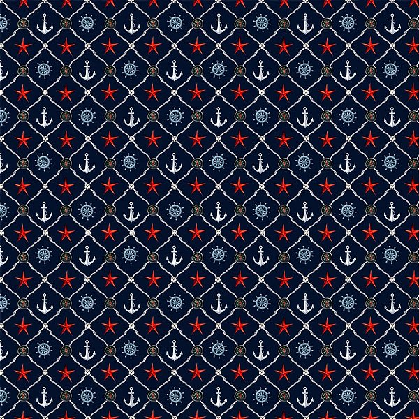 TECIDO TRICOLINE DIGITAL 100% ALGODÃO  ESTAMPADO NAUTICO 0,50cm X 1,50m | 93295C01