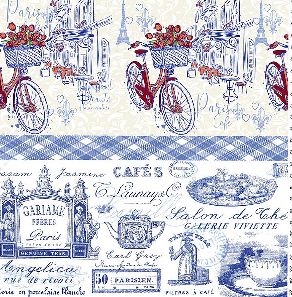 TRICOLINE DIGITAL 100% ALGODÃO ESTAMPADA  BARRADO COZINHA E GOURMET 0,55cm x 1,50m | ST002C01