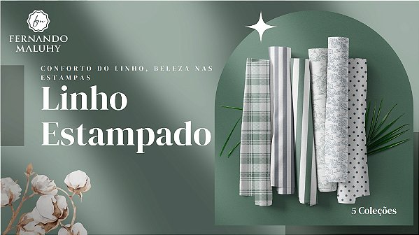 TECIDO LINHO ESTAMPADO LISTRADO M 0,50cm x 1,50m | LE000009