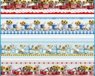 TRICOLINE DIGITAL 100% ALGODÃO BARRADO ESTAMPADA COZINHA GOURMET 0,55cm x 1,50m | 93381C01