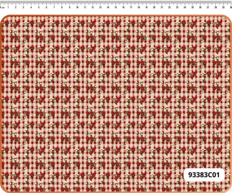 TECIDO TRICOLINE DIGITAL 100% ALGODÃO  ESTAMPADO FLORES PEQUENAS | XADREZ 0,50cm X 1,50m | 93383C01
