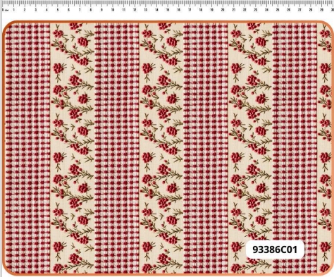 TRICOLINE DIGITAL 100% ALGODÃO FAIXAS ESTAMPADAS FLORES | XADREZ 0,55cm X 1,50m | 93386C01