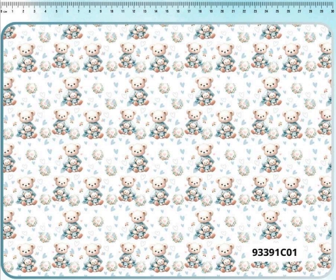 TRICOLINE DIGITAL 100% ALGODÃO ESTAMPADA URSINHO BABY 0,50cm x 1,50m  | 93391C01