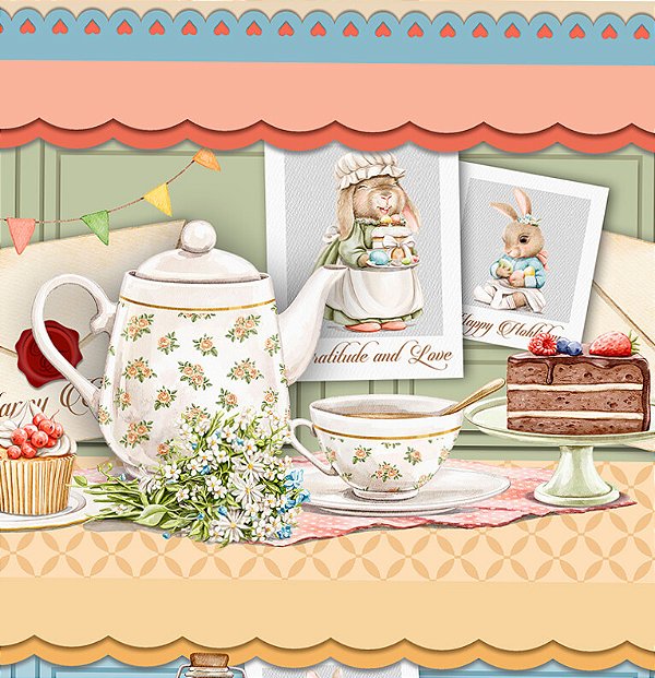 TRICOLINE DIGITAL 100% ALGODÃO ESTAMPADA 3D BARRADO PASCOA 0,55cm x 1,50m | SS024C01