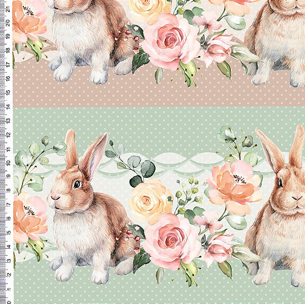 TRICOLINE DIGITAL 100% ALGODÃO ESTAMPADA 3D BARRADO PASCOA 0,55cm x 1,50m | SS013C01